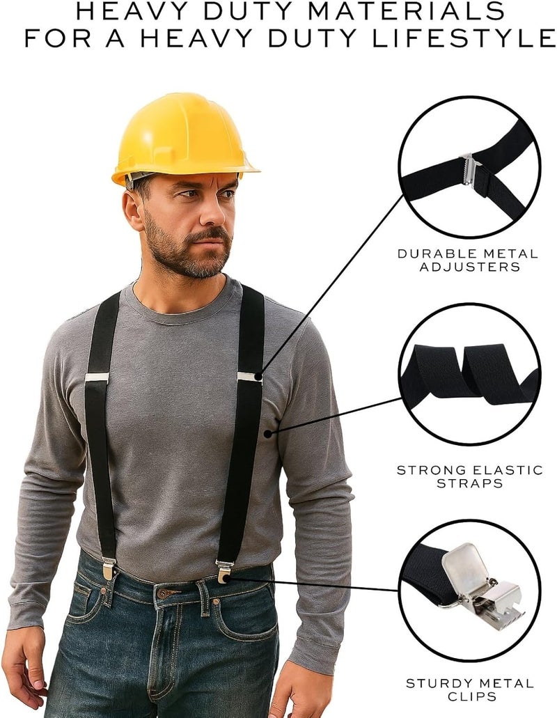Man of Men Black Suspenders for Men Heavy Duty - Adjustable 1.5” X-Back Men's Suspenders Tuxedo Suspender for Men, Suspender for Dress Pants Durable Elastic Straps - Everyday Wear, Halloween, Christmas, Wedding - Image 2